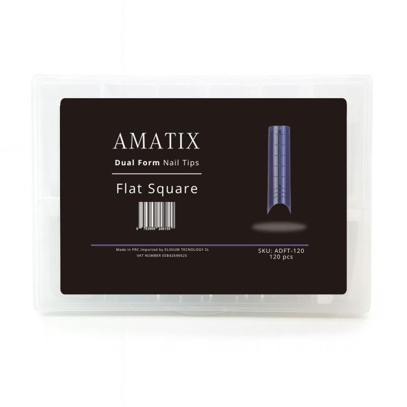 Amatix Dual Form Nail Tips Flat Square 120uni 12 t
